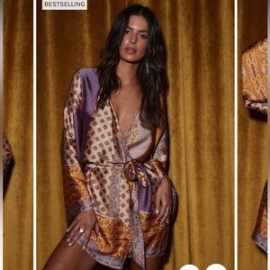 Gold standard multicolored dress kimono